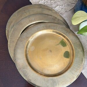 Maurice Duchin Brass Vintage  Plate/Chargers (4) 12”